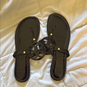 Tory Burch Miller Glossy Black Sandals